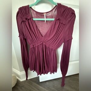 Free People Plum Long Sleeve Women's Top